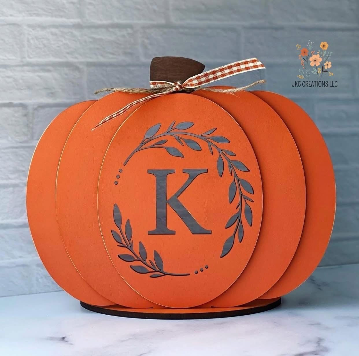 Monogrammed Luminary Pumpkin Single Initial sign