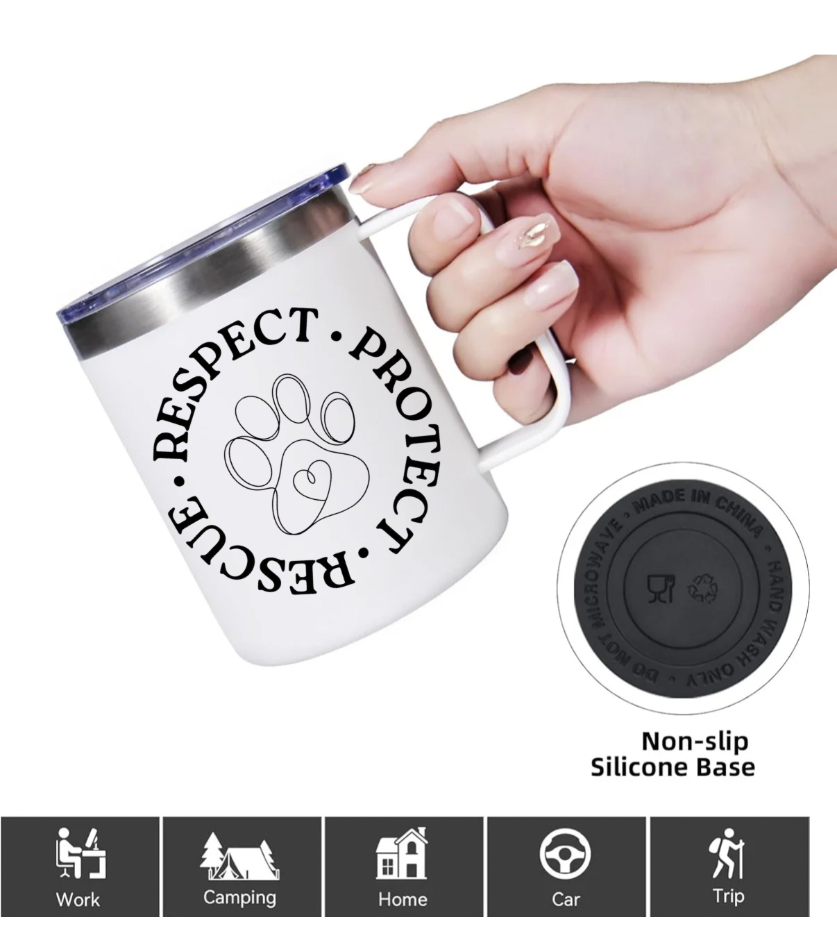 Rescue. Respect. Protect. 10oz coffee tumbler