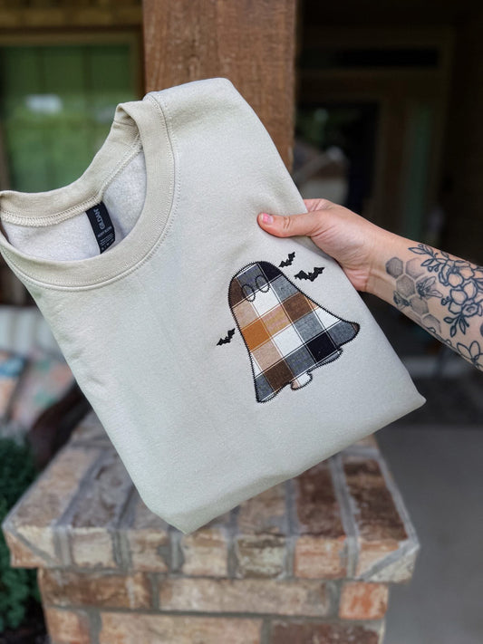 Plaid Ghostie Pocket with Bats Tee or Crewneck