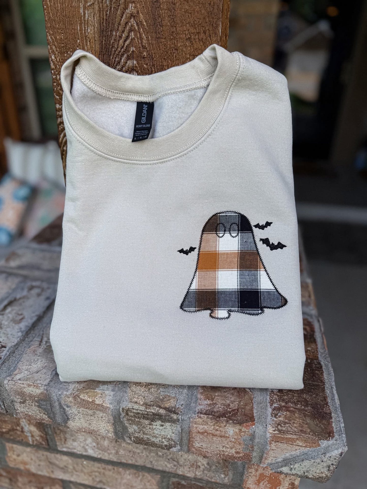 Plaid Ghostie Pocket with Bats Tee or Crewneck