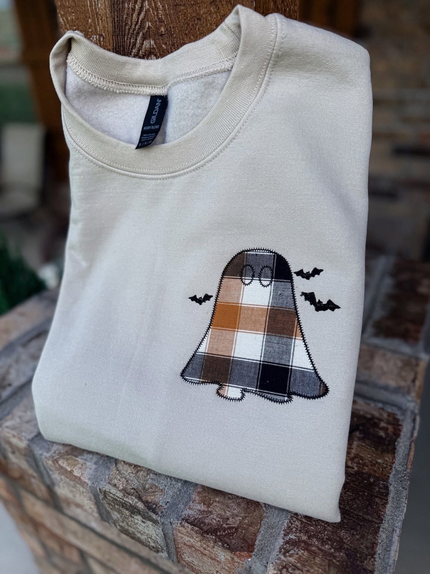 Plaid Ghostie Pocket with Bats Tee or Crewneck