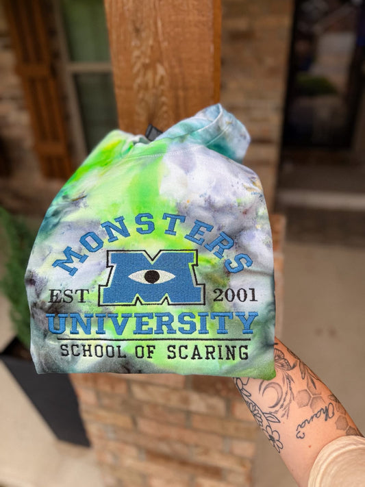 Monsters Inc. We scare because We Care Tie-Dye Crewneck Sweatshirt