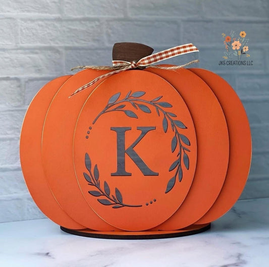 Monogrammed Luminary Pumpkin Single Initial sign