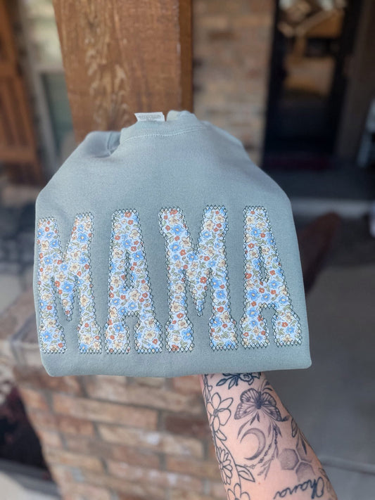 Floral Mama with Birth Flowers Crewneck