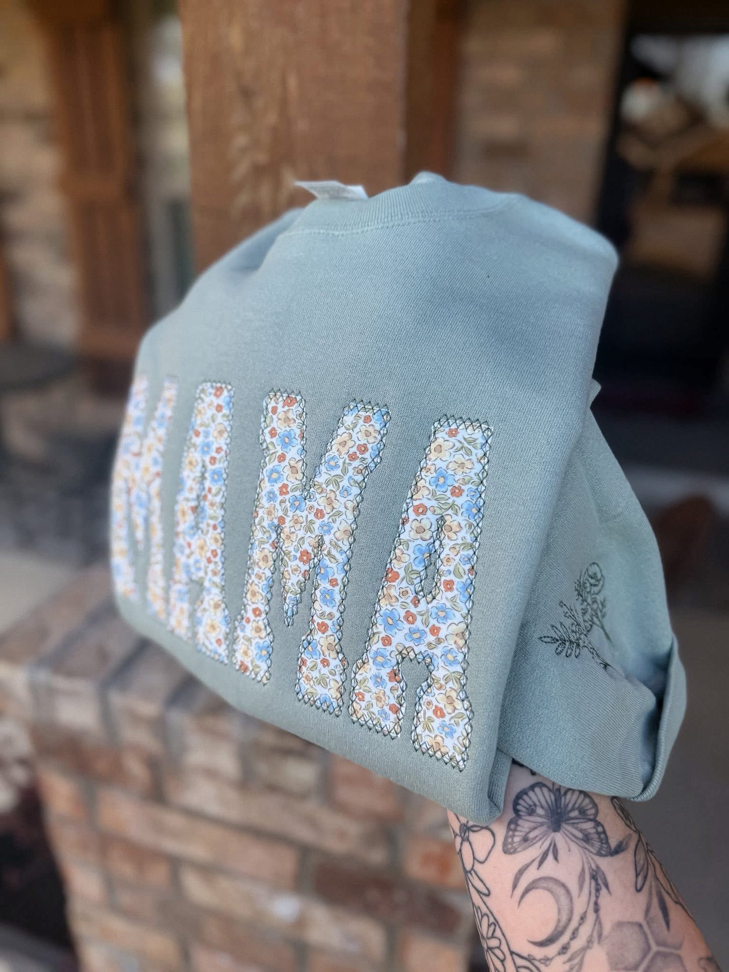 Floral Mama with Birth Flowers Crewneck