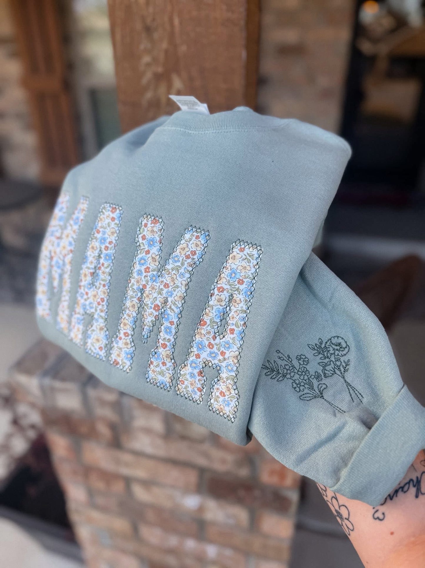 Floral Mama with Birth Flowers Crewneck