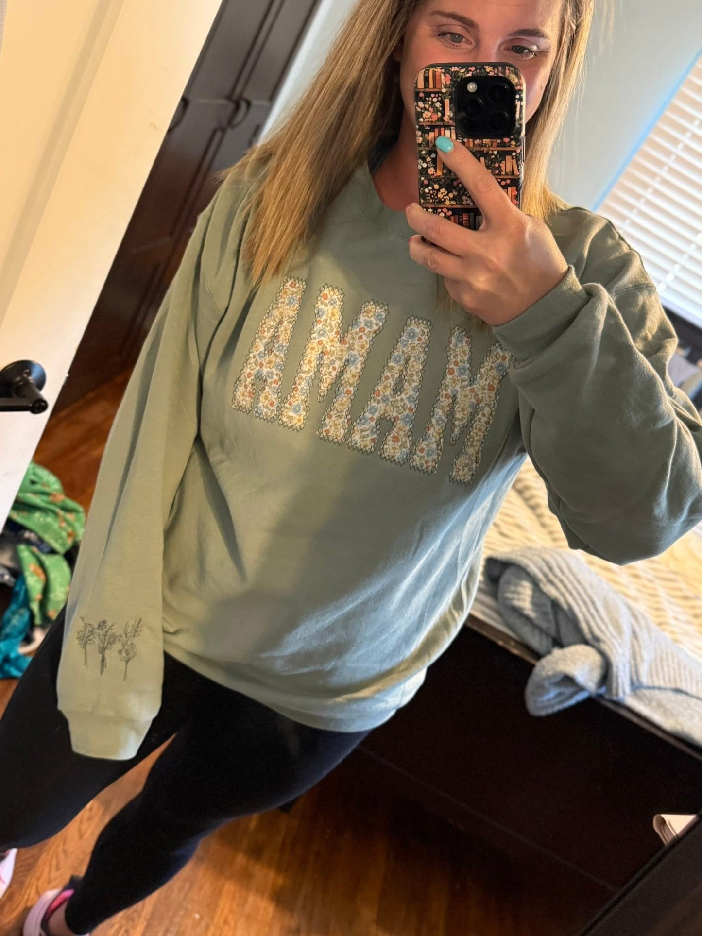 Floral Mama with Birth Flowers Crewneck